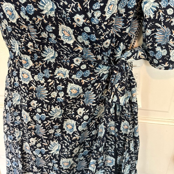 NWT St Roche Pearl Dress in Navy Wrap Around Midi Puff Sleeve Floral Size 4 - Picture 6 of 16